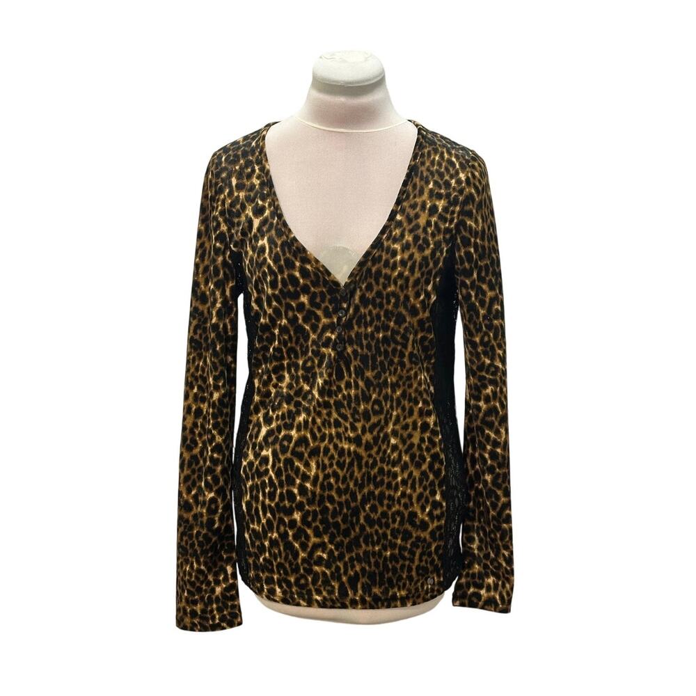 Amazing DENIM & SUPPLY RALPH LAUREN Leopard Velvet Black Lace Top M Animal Print